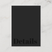 シンプルミニマルタイポグラフィブラック結婚詳細 エンクロージャーカード (裏面)