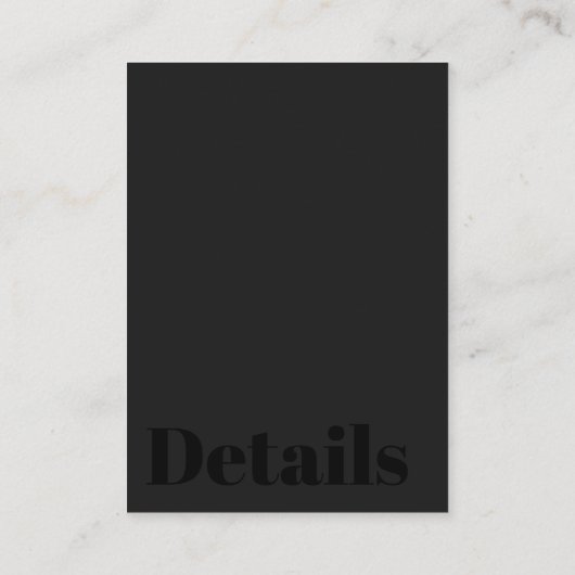 シンプルミニマルタイポグラフィブラック結婚詳細 エンクロージャーカード (裏面)
