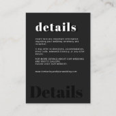 シンプルミニマルタイポグラフィブラック結婚詳細 エンクロージャーカード (正面)