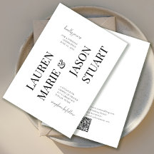 シンプルミニマルタイポグラフィブラックQRコー結婚ド