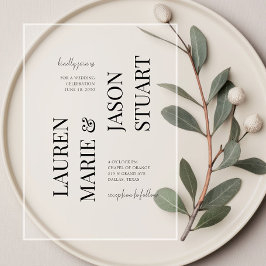 シンプルミニマルタイポグラフィブ結婚ラック アクリル招待状