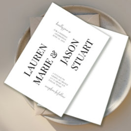 シンプルミニマルタイポグラフィブ結婚ラック 招待状