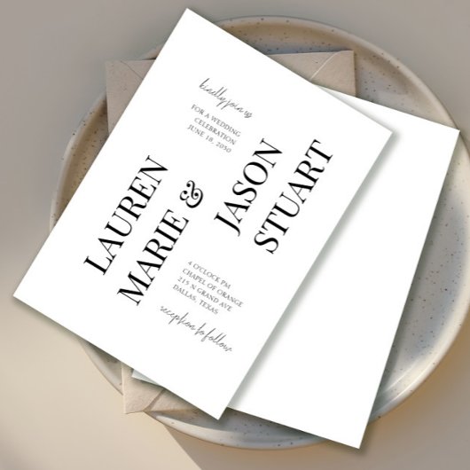 シンプルミニマルタイポグラフィブ結婚ラック 招待状