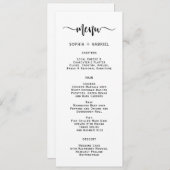 シンプルミニマルタイポグラフィ結婚のメニューカード メニュー (正面/裏面)