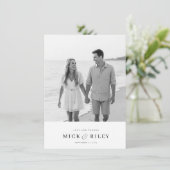 シンプルミニマルタイポグラフィ結婚写真 サンキューカード (スタンド正面)