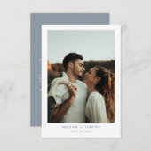 シンプルミニマルダスティブルー結婚ズ サンキューカード (正面/裏面)