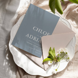 シンプルミニマルダスティブルー結婚式招待状 招待状