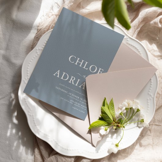 シンプルミニマルダスティブルー結婚式招待状 招待状