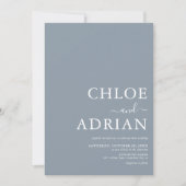 シンプルミニマルダスティブルー結婚式招待状 招待状 (正面)