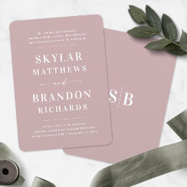 シンプルミニマルダスティマウヴセミズフォーマル結婚ス 招待状