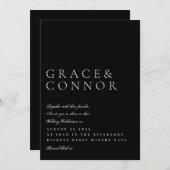 シンプルミニマルダークエレガントモダンスタイル結婚ズ 招待状 (正面/裏面)