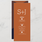 シンプルミニマルチョコレートテラコッタ結婚のメニュー シーズンカード (正面/裏面)