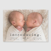 シンプルミニマルツインフォト誕生のお知らせ マグネット招待状 (正面)