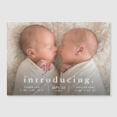 シンプルミニマルツインフォト誕生のお知らせ マグネット招待状 (正面)