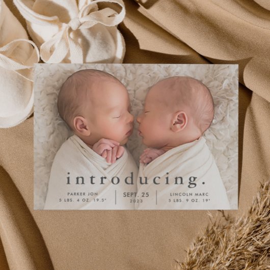 シンプルミニマルツインフォト誕生のお知らせ マグネット招待状