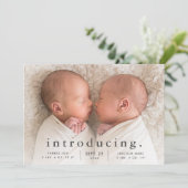 シンプルミニマルツインフォト誕生のお知らせ 案内状 (スタンド正面)