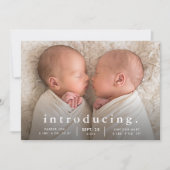 シンプルミニマルツインフォト誕生 案内状 (正面)