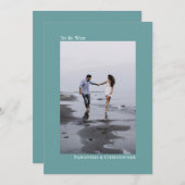 シンプルミニマルティール（緑がかった色）縦写真結婚の 招待状 (正面/裏面)