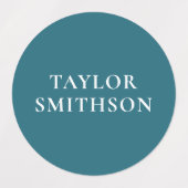 シンプルミニマルティール（緑がかった色）青パーソナライズされた名ステッカー ラベル (デザイン1)