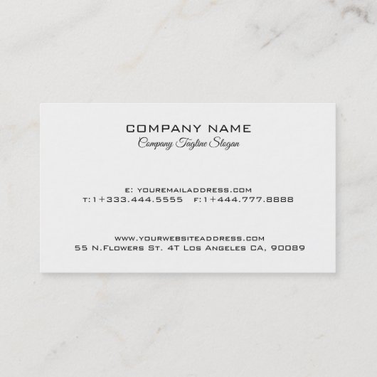 シンプルミニマルデザインカスタムブラックテキスト 名刺 (裏面)