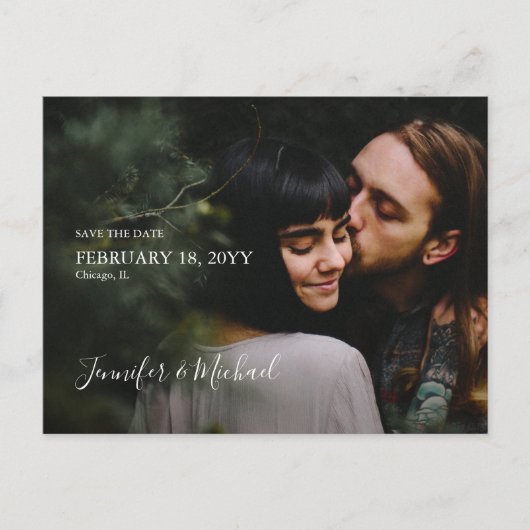 シンプルミニマルデザイン日付はがきを保存 インビテーションポストカード (正面)