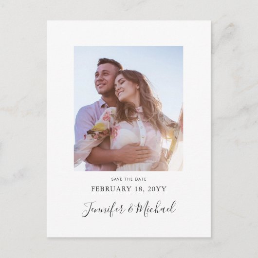 シンプルミニマルデザイン日付はがきを保存 インビテーションポストカード (正面)