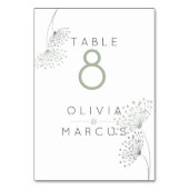 シンプルミニマルドードルフラワーズセージ緑とグレー テーブルナンバー (裏面)