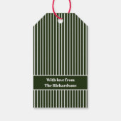 シンプルミニマルハッピーホリデイズフォレストグリーンストライプ ギフトタグ (裏面)