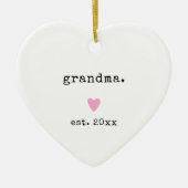 シンプルミニマルハート年カスタムニュー祖母 セラミックオーナメント (正面)