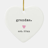シンプルミニマルハート年カスタムニュー祖母 セラミックオーナメント (裏面)