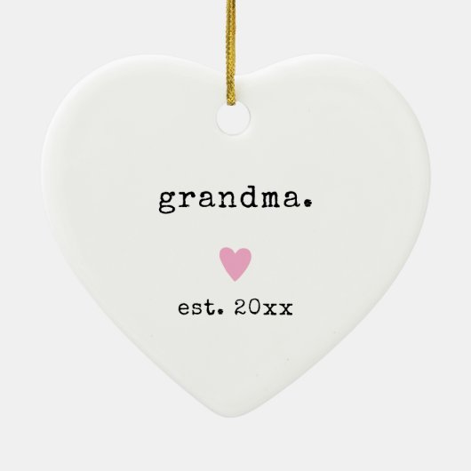 シンプルミニマルハート年カスタムニュー祖母 セラミックオーナメント (裏面)