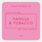 シンプルミニマルピンクレッドキャンドルラベル スクエアシール (正面)