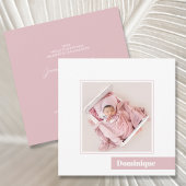 シンプルミニマルピンク写真誕生のお知らせ 招待状
