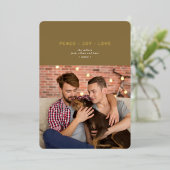 シンプルミニマルピースジョイ愛グリーン金ゴールド 箔シーズンカード (立ち正面)