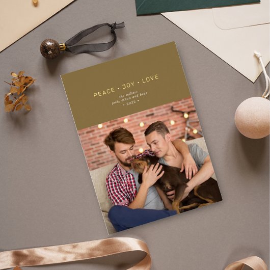 シンプルミニマルピースジョイ愛グリーン金ゴールド 箔シーズンカード