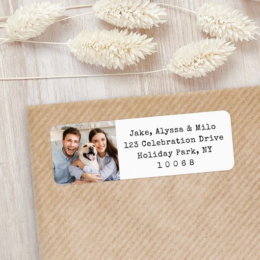 シンプルミニマルフォトブラック&ホワイト差出人住所 ラベル