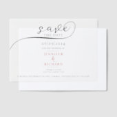 シンプルミニマルフォトホワイト付き赤いスクリプ結婚ト ベラム紙招待状 (オフセット)