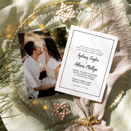 シンプルミニマルフォーマルラ写結婚真 招待状