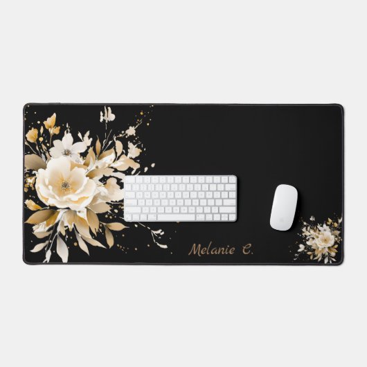 シンプルミニマルフローラ水の色のパターン名 デスクマット (キーボード&マウス)