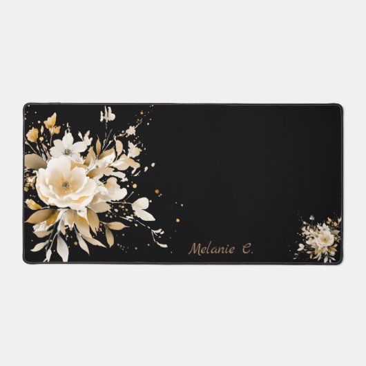 シンプルミニマルフローラ水の色のパターン名 デスクマット (正面)