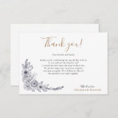 シンプルミニマルフローラ白黒結婚ズ サンキューカード (正面/裏面)