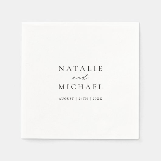シンプルミニマルブラック&ホワイトモダン結婚ズ スタンダードカクテルナプキン (正面)