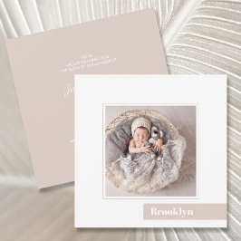 シンプルミニマルベビー写真の誕生発表 招待状