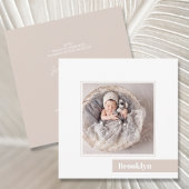 シンプルミニマルベビー写真の誕生発表 招待状