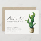 シンプルミニマルポッテッドサボテンの緑の結婚葉 サンキューカード (正面/裏面)