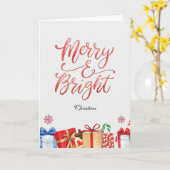 シンプルミニマルメリークリスマス カード (黄色い花)