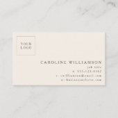 シンプルミニマルモダンアイボリークリームロゴ写真 名刺 (正面)