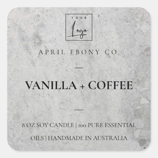 シンプルミニマルモダンエレガントコンクリート石材 スクエアシール (正面)