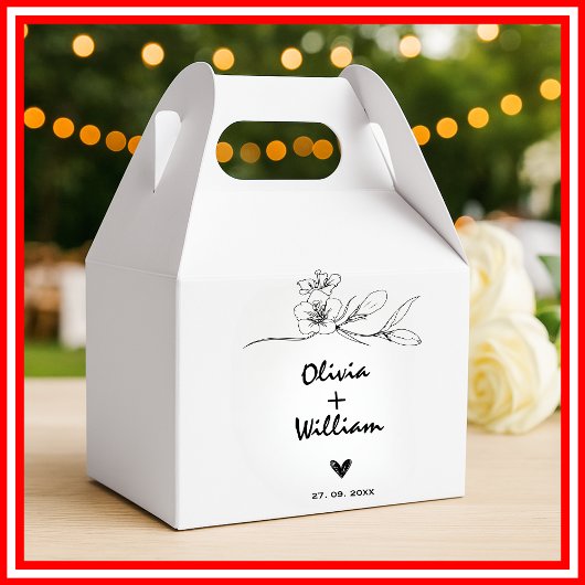 シンプルミニマルモダンエレガント結婚花 フェイバーボックス