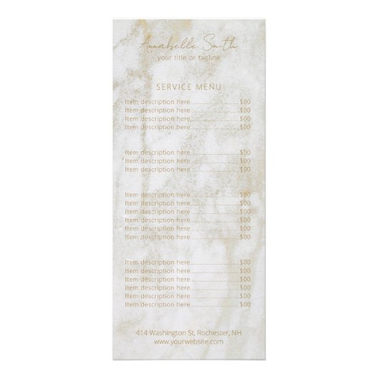 シンプルミニマルモダンエレガント金ゴールド大理石 ラックカード (正面)